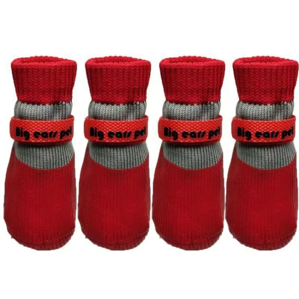 Anti-Slip Dog Shoes (4PCS) | Knitted Paw Protection with Rubber Sole | Non-Slip Puppy/Cat Indoor Footwear