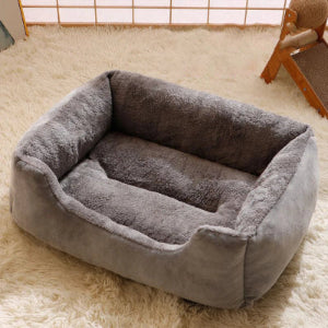Ultra-Soft Plush Rectangle Pet Bed | Breathable, Short Plush Dog & Cat Nest | Supportive Calming Sofa