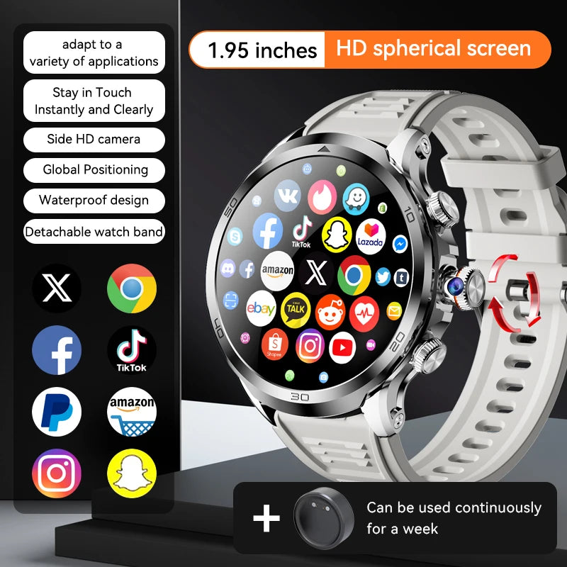 Smartwatch H19 5G LTE with 190° Rotating Camera, GPS, Wi-Fi and Google Play – Compatible with Android and SIM Card