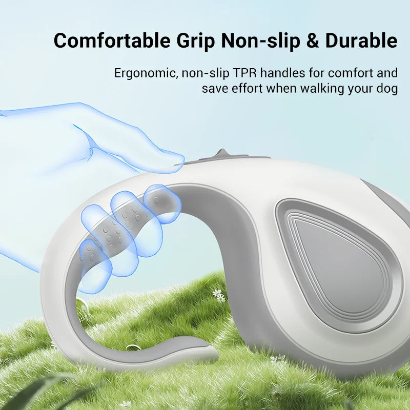 Ergonomic retractable dog leash ROJECO | 5 m, tangle-free, with one-touch brake | Durable leash for pets up to 35 kg