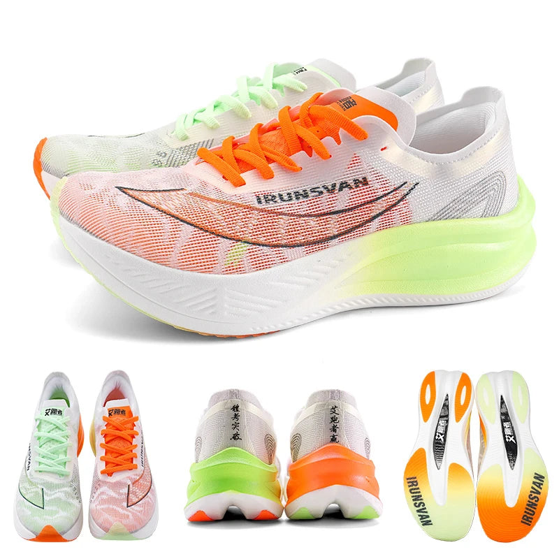IRUNSVAN 028 Unisex Marathon Running Shoes | ForMotion Stability Tech | Neon Gradient | Air Mesh Breathable