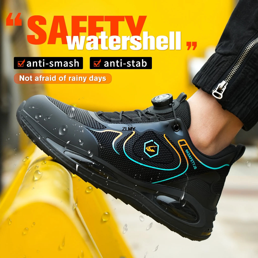 ZLMY "Watershell" Safety Work Boots | Anti-Smash Steel Toe | Anti-Stab | Waterproof | Quick Button Closure