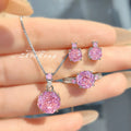 ZhenRong Women's Iridescent Crystal Jewellery Set | Adjustable Ring, Necklace & Stud Earrings | Wedding Party Trend