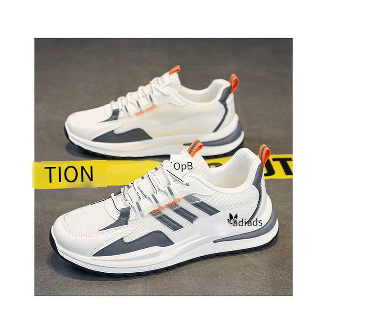 CATBELEE Men's Casual Running Shoes | Air Mesh Breathable Upper | Rubber Outsole | White, Orange & Blue Trainer