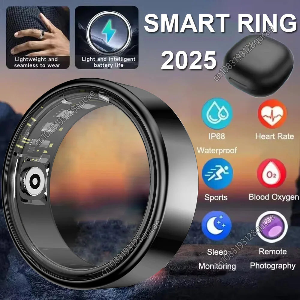 SIMSONLAB Smart Ring 2025 | 7-Day Battery, IP68 Waterproof Health Tracker | HR, SpO2 & Remote Camera