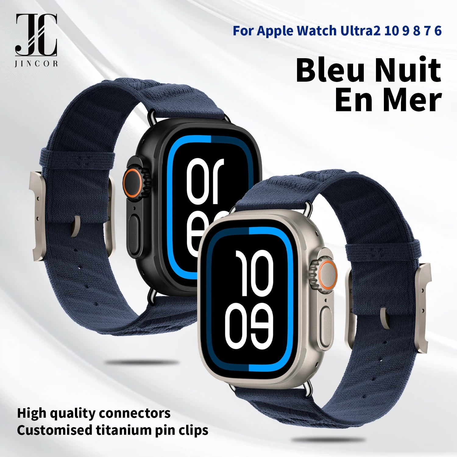 JINCOR Apple Watch Ultra Band | Alpine Loop Nylon Strap | Customised Titanium Pin Clips | 49mm 45mm 44mm