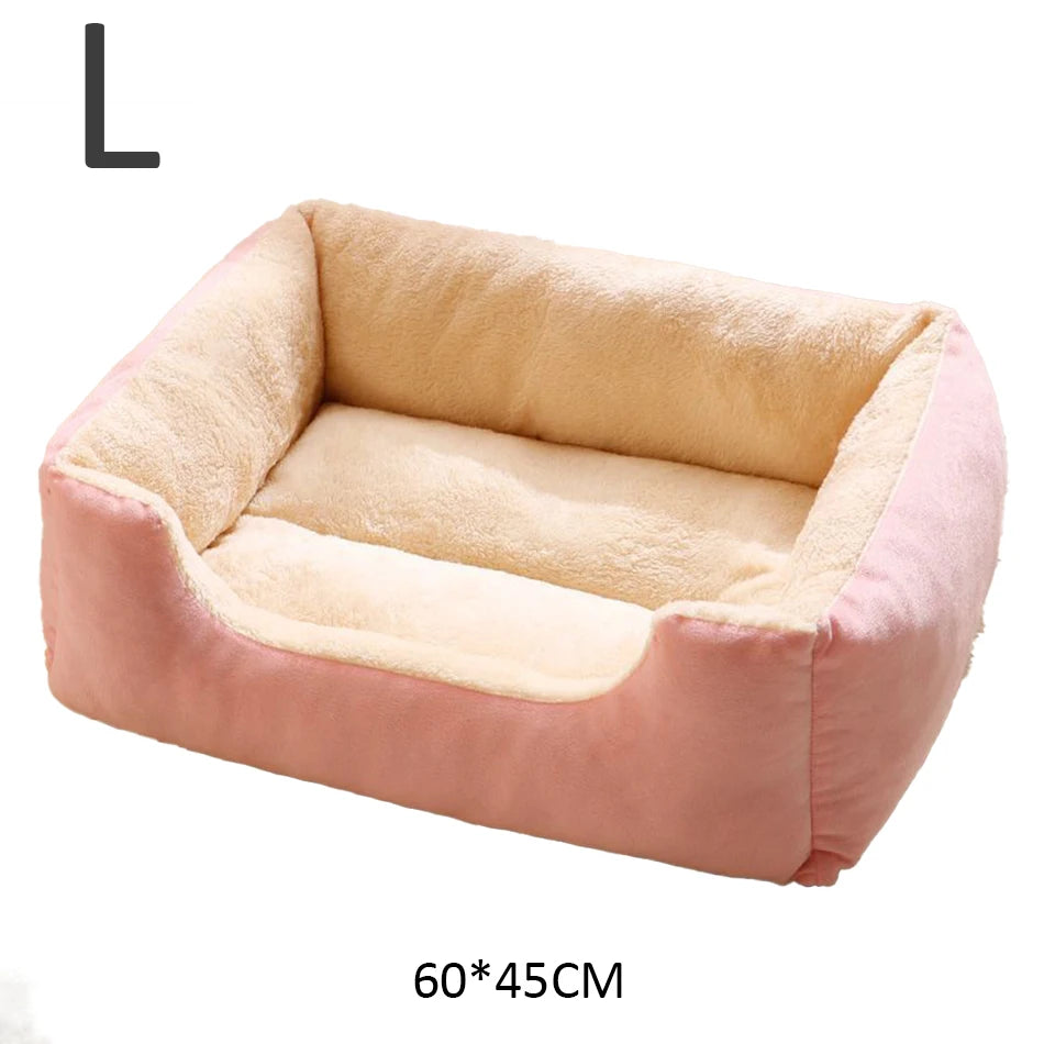 Ultra-Soft Plush Rectangle Pet Bed | Breathable, Short Plush Dog & Cat Nest | Supportive Calming Sofa
