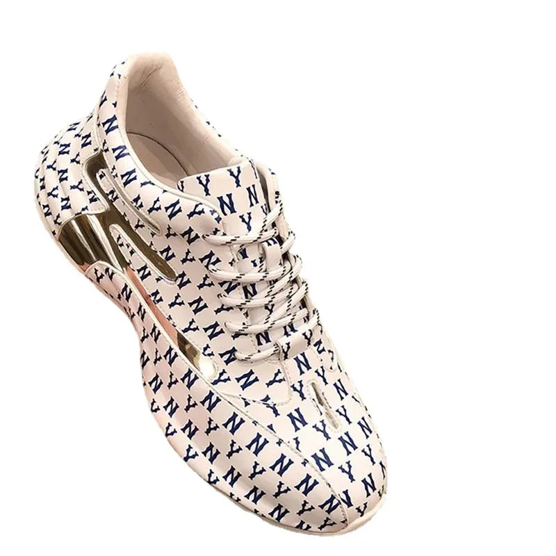 MAOGU F97 Men's/Women's Monogram Sneaker | Metallic Gold Accent | PU Leather Upper | Street Style Trainer
