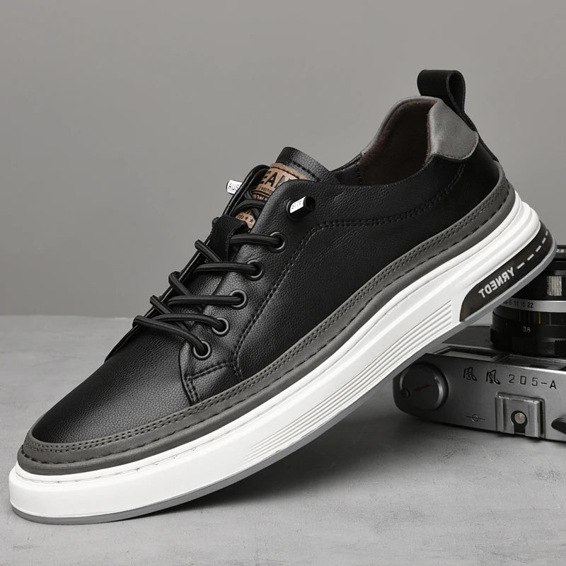 MOGACIILLO 1131 Men's Genuine Leather Casual Trainers | White Cow Leather Slip-On Shoe | Breathable & Massage