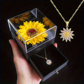 Sunflower Solitaire Pendant Necklace | Gold Plated CZ Petals | Delicate Women's Birthday Gift Jewellery