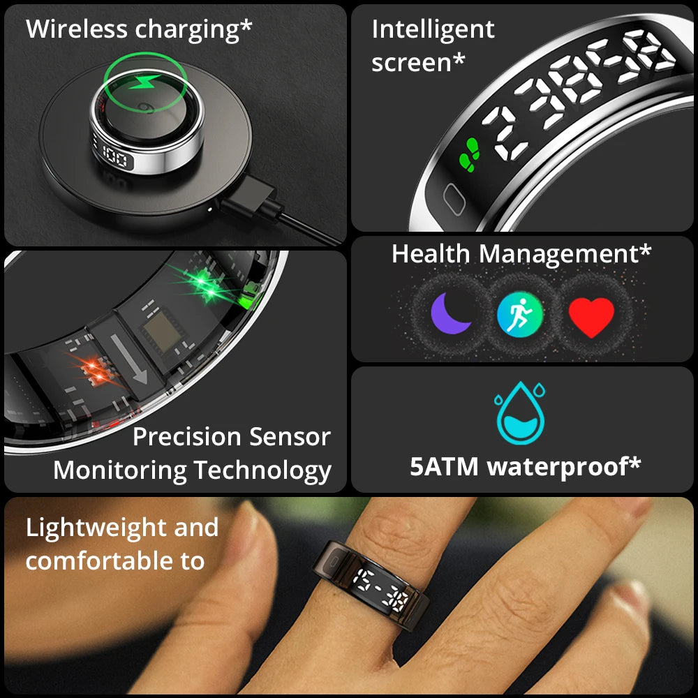 COLMI R12 Smart Ring | Integrated Display Screen | Wireless Charging | 5ATM Waterproof Health Tracker