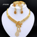 GZJPEI Dubai Gold Plated Jewellery Set | Women's Big Statement Necklace, Bracelet, Earrings & Ring | Party Fashion