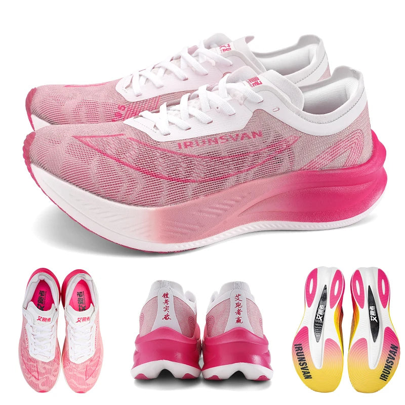 IRUNSVAN 028 Unisex Marathon Running Shoes | ForMotion Stability Tech | Neon Gradient | Air Mesh Breathable