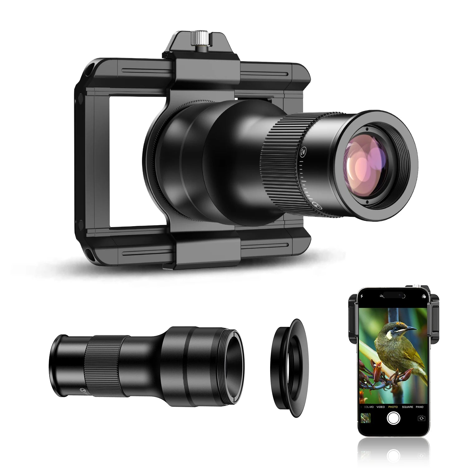 APEXEL 2-in-1 Telephoto Macro Lens Kit | 6X Zoom for Smartphones with 37mm Filter Mount | Universal Mobile Lens Accessories