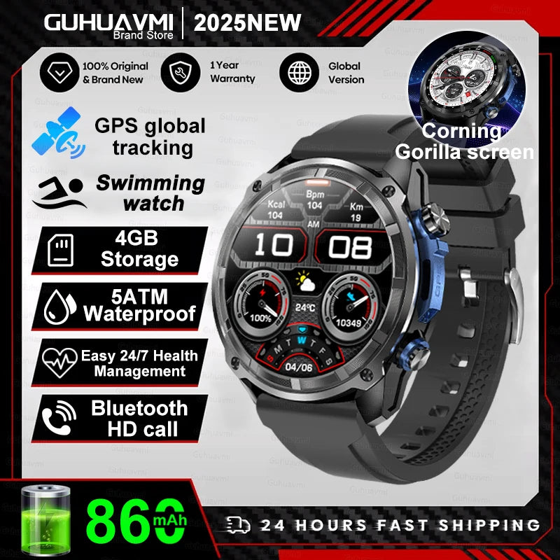 Smartwatch | GUHUAVMI X-Series Outdoor | Video Play | 4GB RAM | AMOLED Screen, GPS | Offline Maps | Military Style | Waterproof up to 30m
