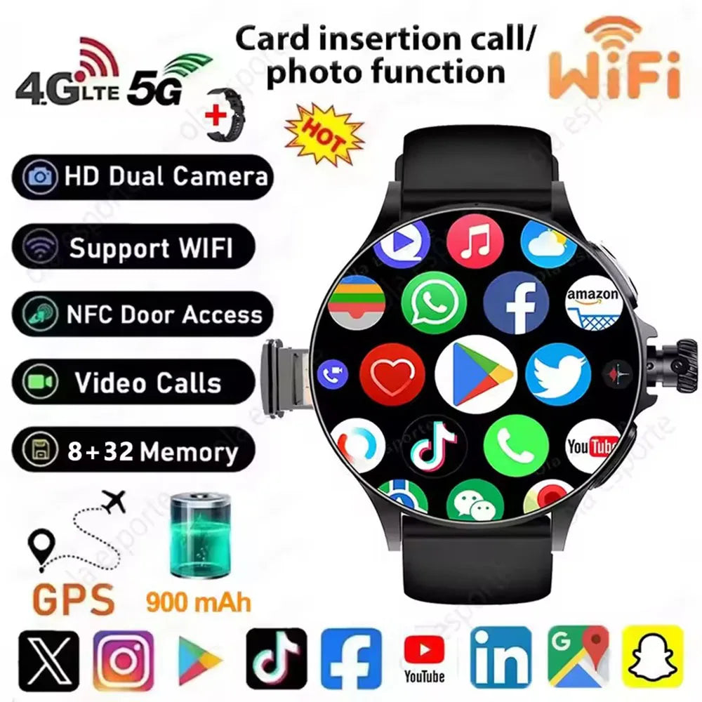 4G/5G Series 8 Ultra Smartwatch – Dual Camera, Wi-Fi, GPS and 1.95" AMOLED Screen