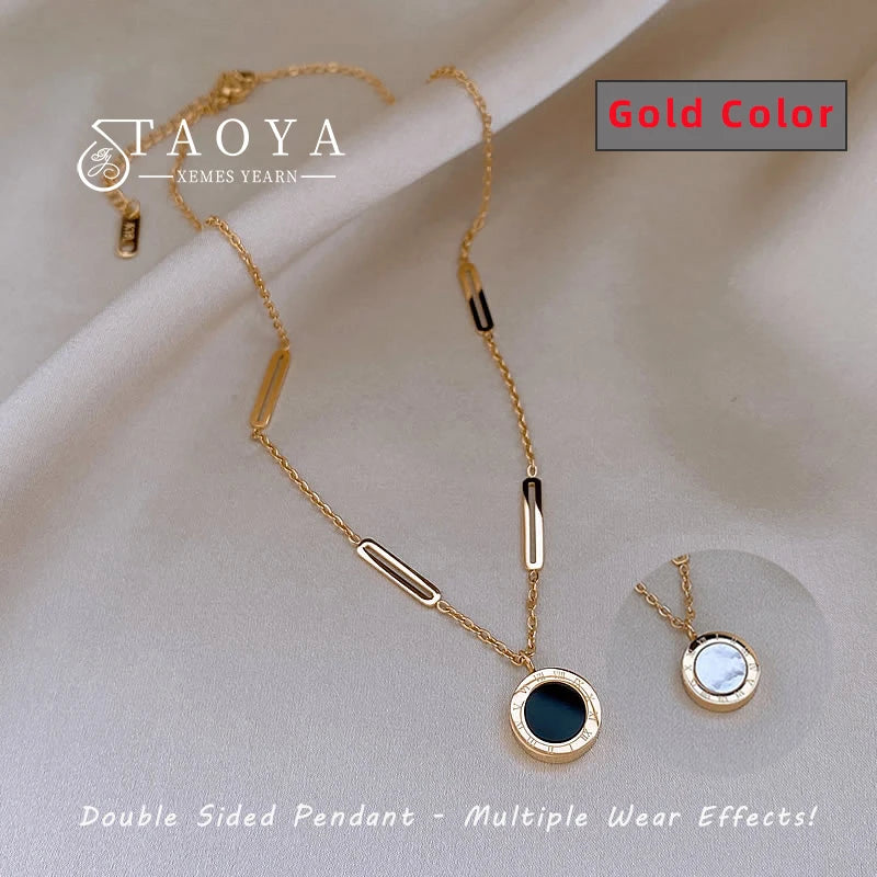 TAOYA Women's Floral Pendant Necklace | Gold Tone Stainless Steel Filigree Flower Statement Jewellery