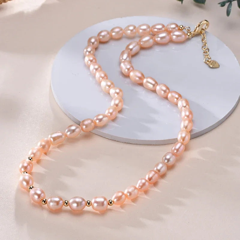 HENGSHENG Freshwater Pearl Choker Necklace | 925 Sterling Silver Fine Jewellery | Mixed White Pink Purple Pearls