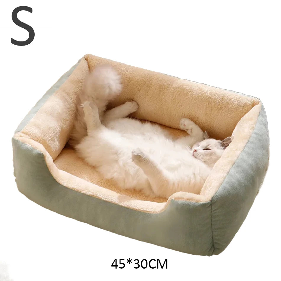 Ultra-Soft Plush Rectangle Pet Bed | Breathable, Short Plush Dog & Cat Nest | Supportive Calming Sofa