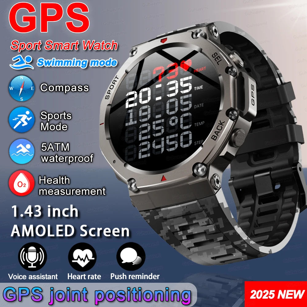 GUHUAVMI T-REX 3 GPS Smart Watch | Dual-band GNSS | 10ATM Military-Grade Toughness | 170+ Sports Modes