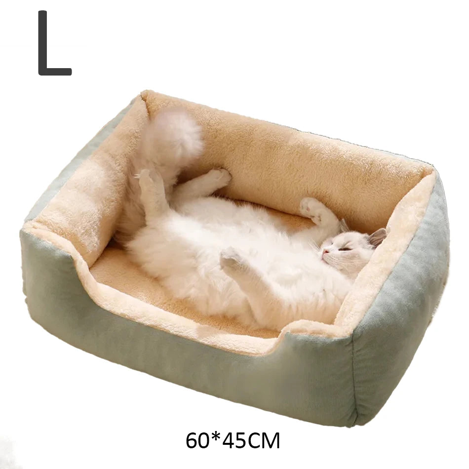 Ultra-Soft Plush Rectangle Pet Bed | Breathable, Short Plush Dog & Cat Nest | Supportive Calming Sofa