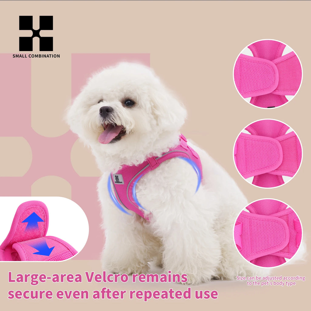 SMALL COMBINATION Air-Mesh Dog Harness & Leash Set | 360° Reflective, Padded & Quick Release | Small/Medium