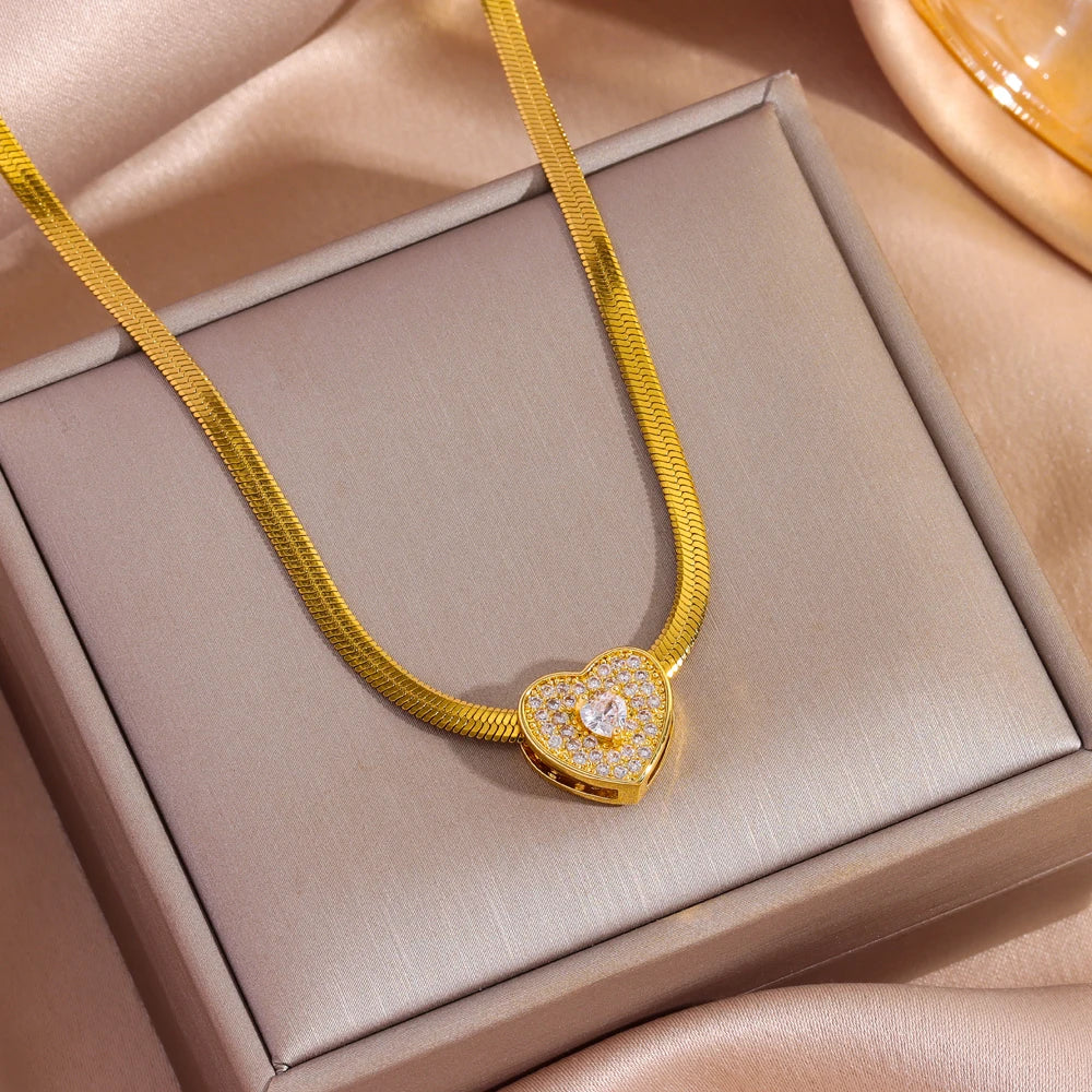 Marisa Minimalist Solitaire Necklace | 18K Gold Plated Stainless Steel Zirconia Pendant | Anti-Tarnish Jewellery