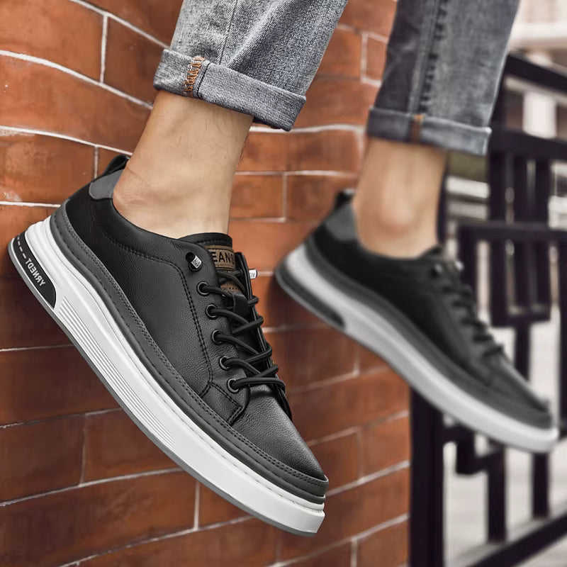 MOGACIILLO 1131 Men's Genuine Leather Casual Trainers | White Cow Leather Slip-On Shoe | Breathable & Massage