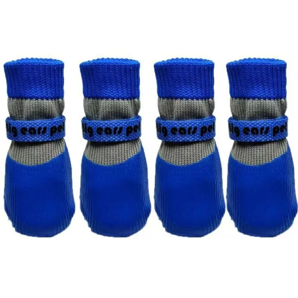 Anti-Slip Dog Shoes (4PCS) | Knitted Paw Protection with Rubber Sole | Non-Slip Puppy/Cat Indoor Footwear