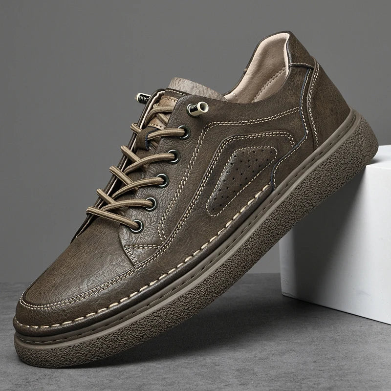 MOGACIILLO Men's Genuine Leather Casual Oxfords | Cow Leather Slip-On Shoe | Breathable & Massage Feature