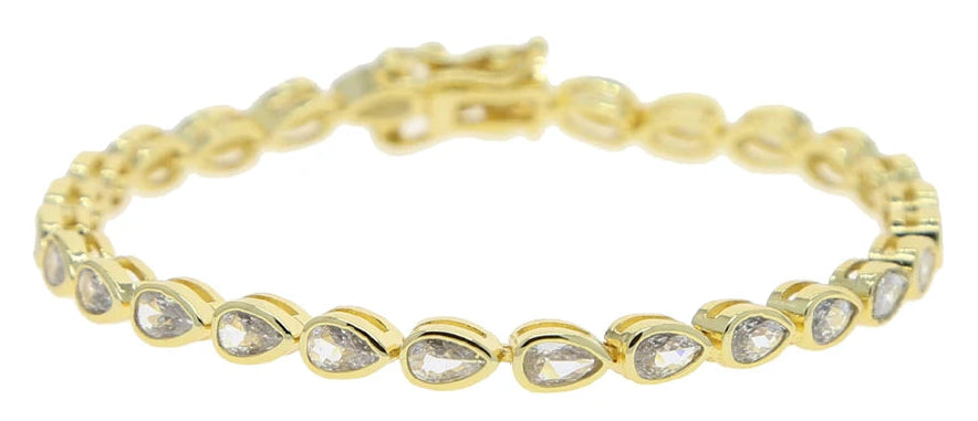 sdzstone Multi-Cut CZ Tennis Bracelet | AAA Cubic Zirconia | Gold Plated Geometric Stacking Jewellery | 15cm+4cm