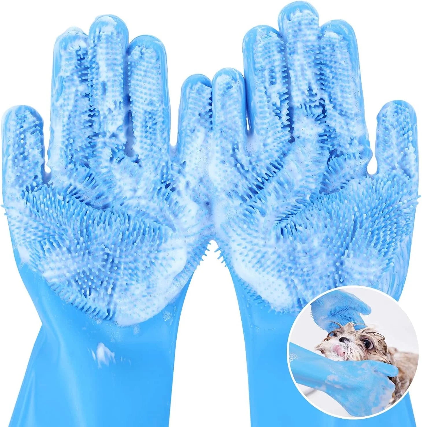 Eco-Friendly Silicone Pet Grooming Gloves | Deshedding, Bathing & Cleaning Mitts | Heat Resistant Multi-Purpose