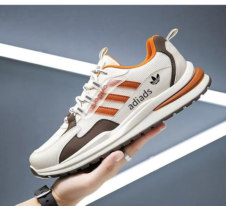 CATBELEE Men's Casual Running Shoes | Air Mesh Breathable Upper | Rubber Outsole | White, Orange & Blue Trainer