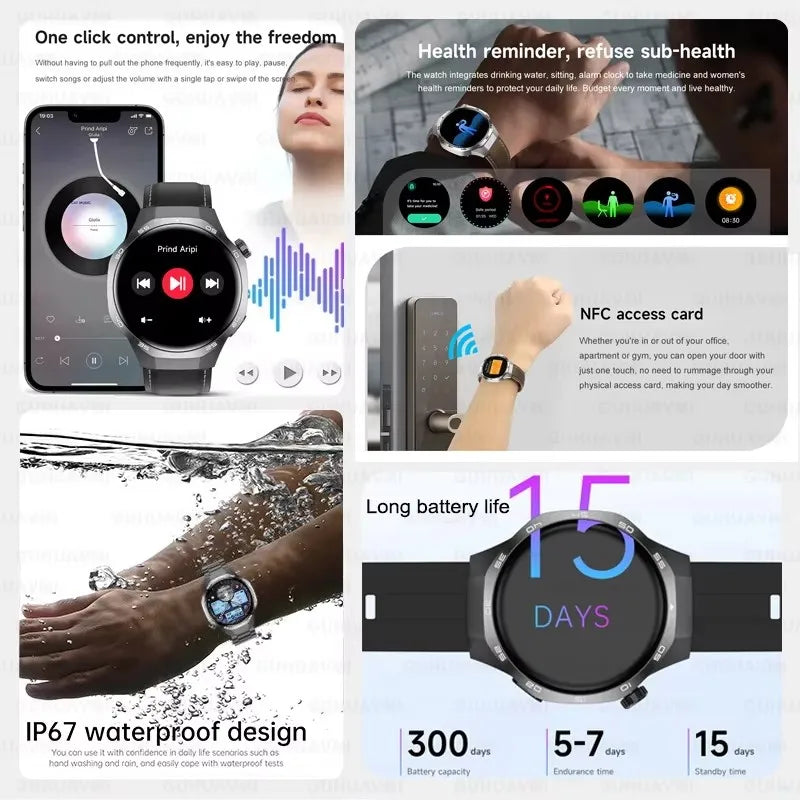 GUHUAVMI GT 5 Pro Smart Watch 2025 NEW | GPS Track & NFC Access | AMOLED Display | Stainless Steel Bracelet