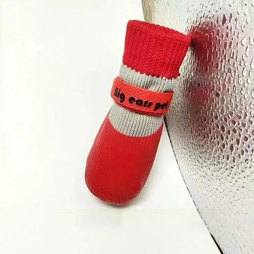 Anti-Slip Dog Shoes (4PCS) | Knitted Paw Protection with Rubber Sole | Non-Slip Puppy/Cat Indoor Footwear