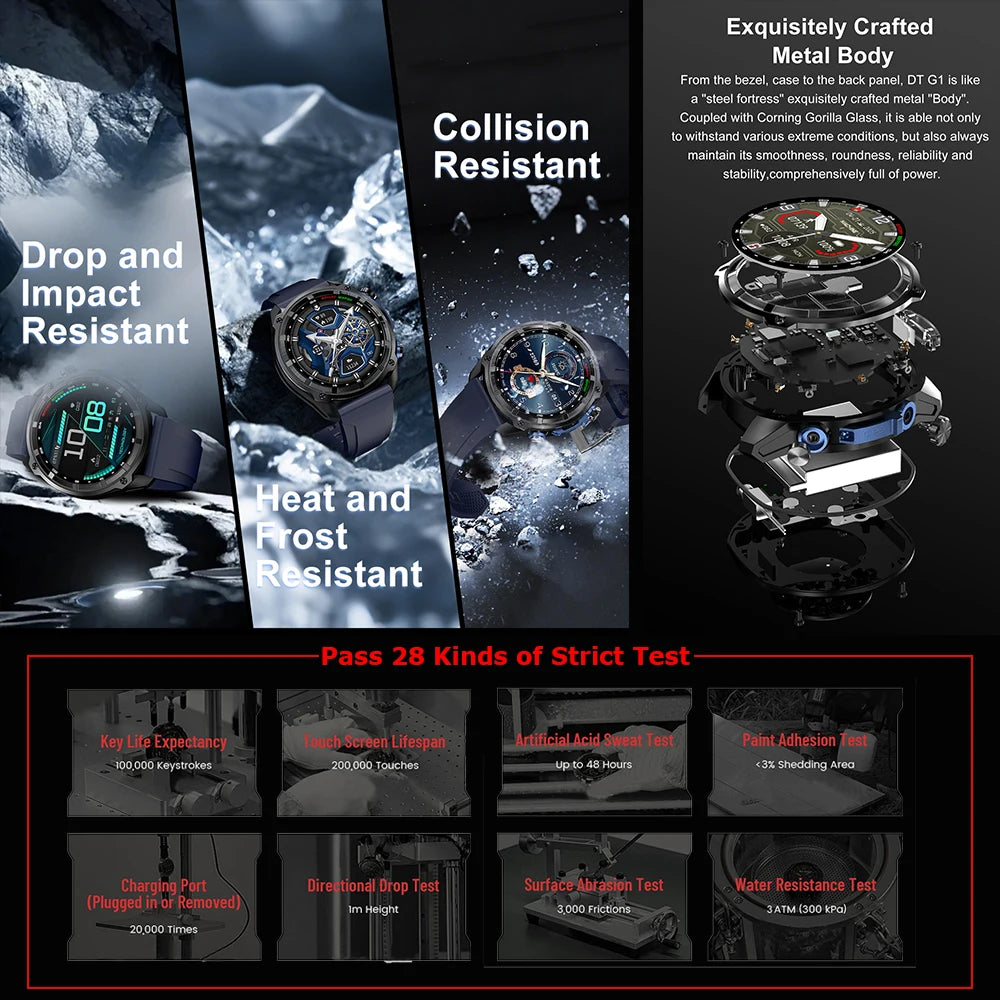 Smartwatch with GPS | PENGAGAR DT G1 – 1.43” AMOLED screen | Water resistant up to 5 ATM | Battery lasts up to 10 days | Bluetooth calling and Alexa compatible
