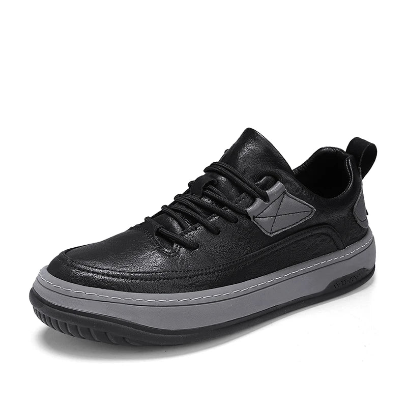 Cymercan Men's Split Leather Casual Trainers | Two-Tone Design | Rubber Outsole | Breathable Sneaker