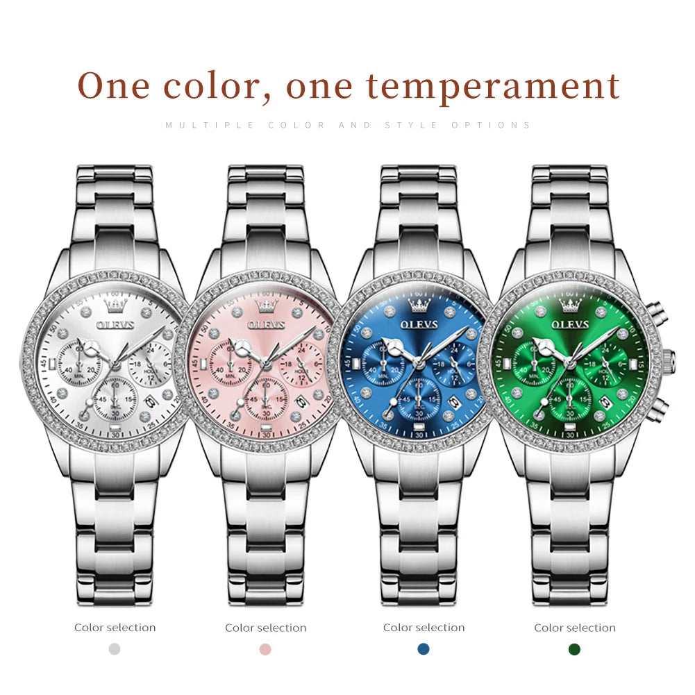 OLEVS luxury women's watch, elegant and modern, high-quality, original, multifunctional, waterproof, and quartz movement.
