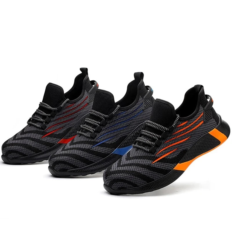 Quanzixuan Ultra-Light Steel Toe Safety Shoes | Kevlar Puncture-Proof | Breathable Mesh Work Sneaker
