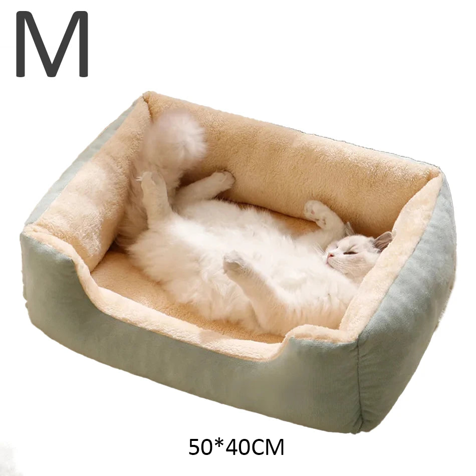 Ultra-Soft Plush Rectangle Pet Bed | Breathable, Short Plush Dog & Cat Nest | Supportive Calming Sofa