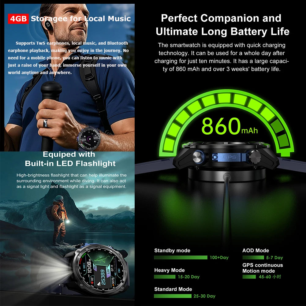 Smartwatch with GPS | PENGAGAR DT G1 – 1.43” AMOLED screen | Water resistant up to 5 ATM | Battery lasts up to 10 days | Bluetooth calling and Alexa compatible