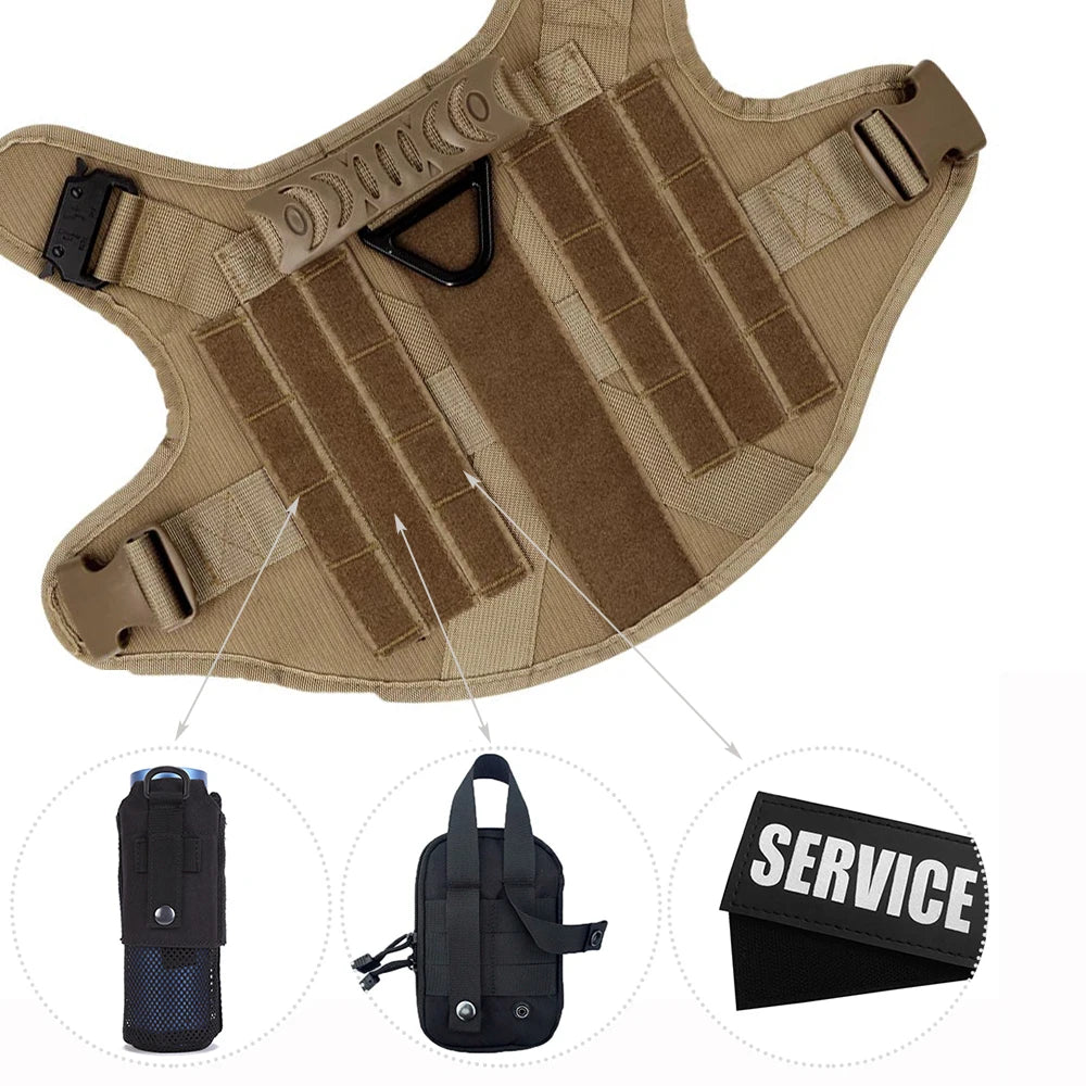 PETRAVEL Tactical Dog Harness Vest | Heavy Duty Nylon, Padded & Quick Release | Working Dog Military Gear