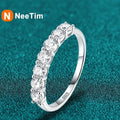 NeeTim Moissanite Half Eternity Ring | D Colour VVS1, 3mm Stones | S925 Sterling Silver Wedding Band