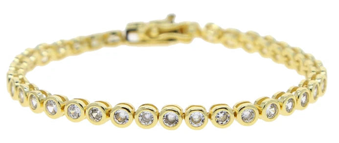 sdzstone Multi-Cut CZ Tennis Bracelet | AAA Cubic Zirconia | Gold Plated Geometric Stacking Jewellery | 15cm+4cm