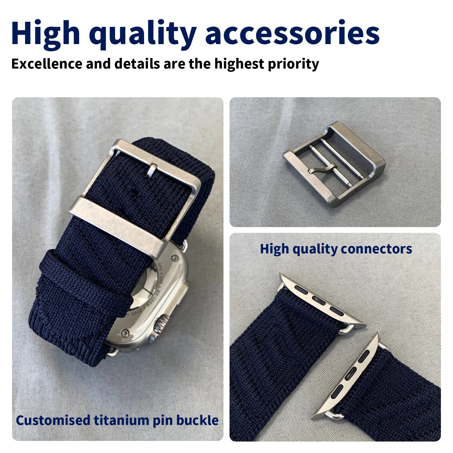 JINCOR Apple Watch Ultra Band | Alpine Loop Nylon Strap | Customised Titanium Pin Clips | 49mm 45mm 44mm