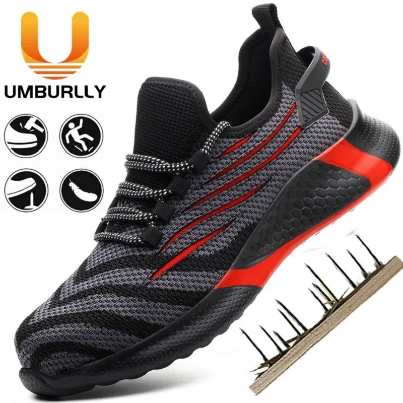 Quanzixuan Ultra-Light Steel Toe Safety Shoes | Kevlar Puncture-Proof | Breathable Mesh Work Sneaker