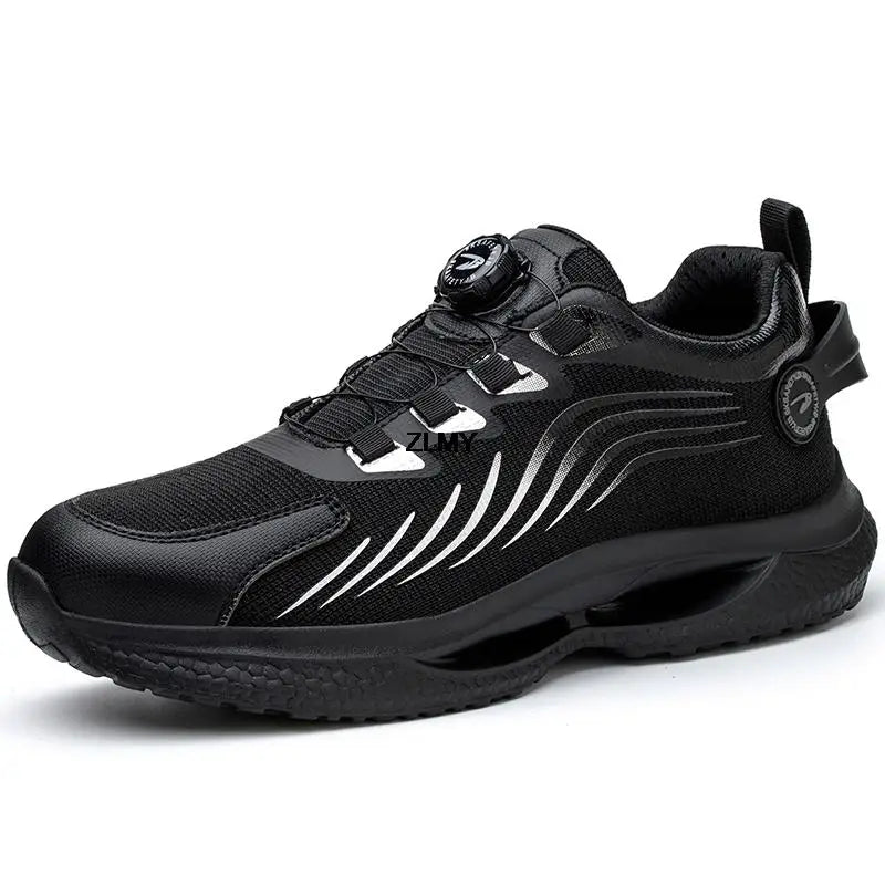 ZLMY Men's Steel Toe Safety Sneakers | Puncture-Proof | Quick Dial-Lock Closure | Breathable Work Shoes