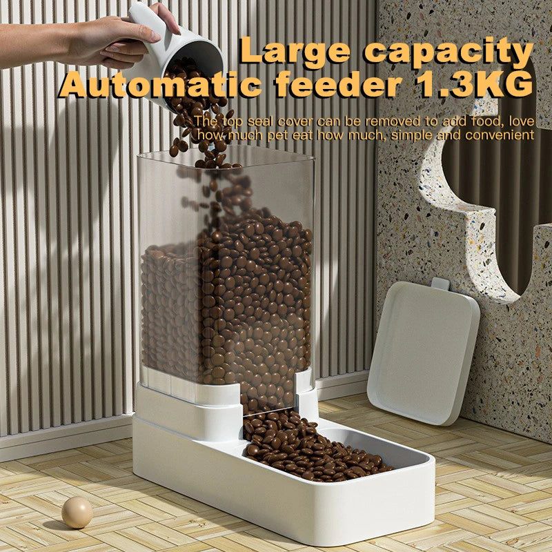 Gravity-Fed Automatic Pet Feeder & Waterer | 3.8L BPA-Free High-Capacity Dispenser with Siphon Anti-Leak System
