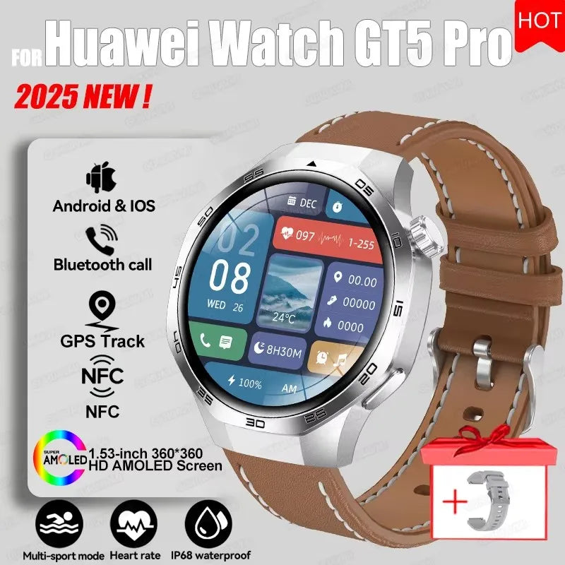 GUHUAVMI GT 5 Pro Smart Watch 2025 NEW | GPS Track & NFC Access | AMOLED Display | Stainless Steel Bracelet