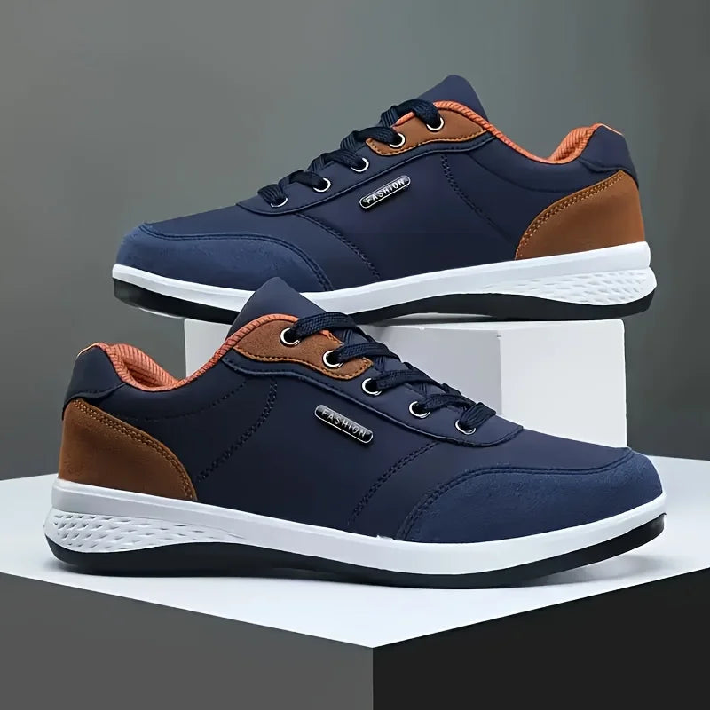 Men's Casual Trainers Model 603 | Navy Artificial Leather Look | Lightweight EVA Outsole | Smart Casual Sneaker